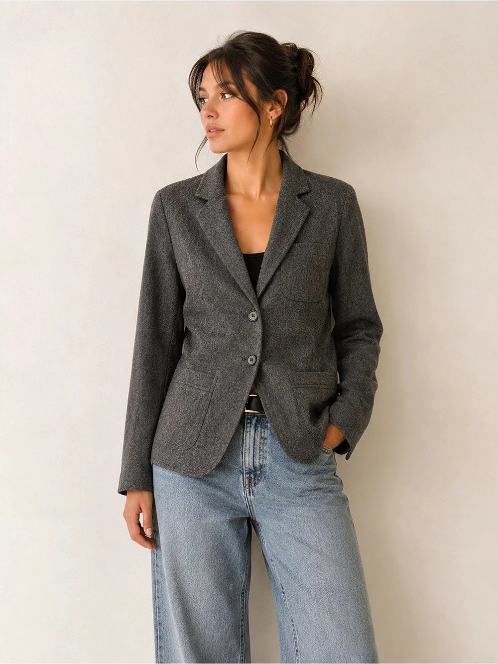 Vintage College Town Gray Wool Classic Tailored Blazer Size 4